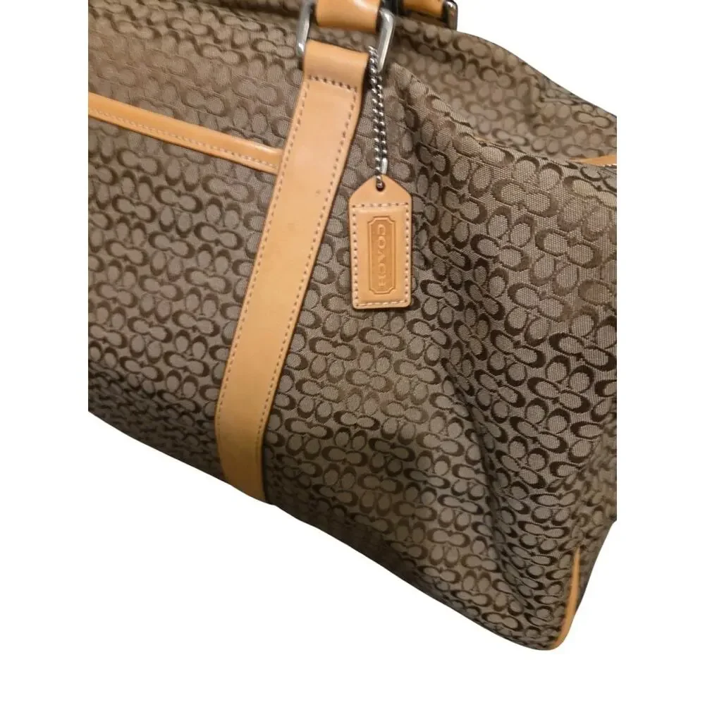 Coach Brown Signature Canvas Duffel with Tan Leather Accents with Strap